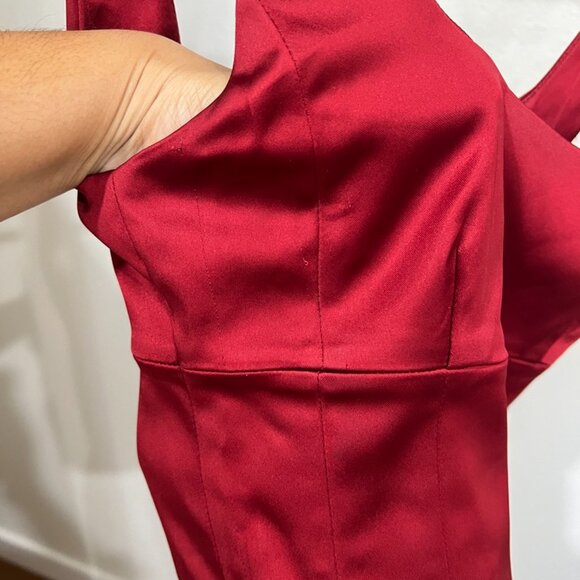 Aritzia Wilfred Shine Bustier ❤️ || Red Cropped Bustier Top - Picture 7 of 8